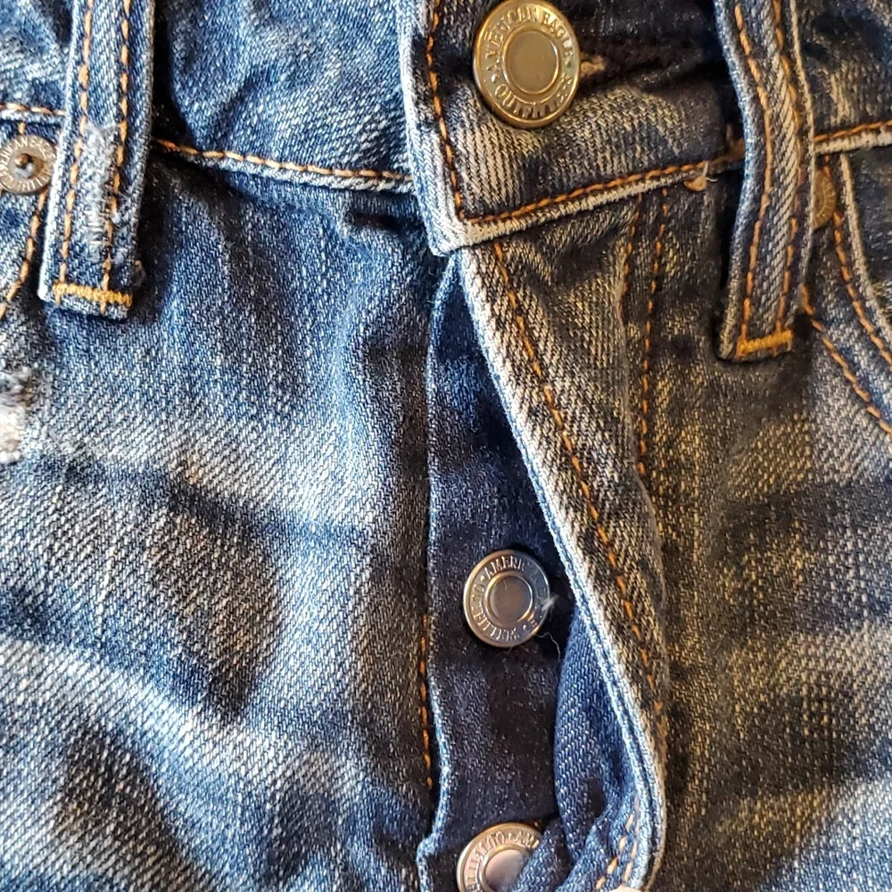 American Eagle Outfitters Blue Denim mini skirt size 2 distressed Frayed - Picture 8 of 10